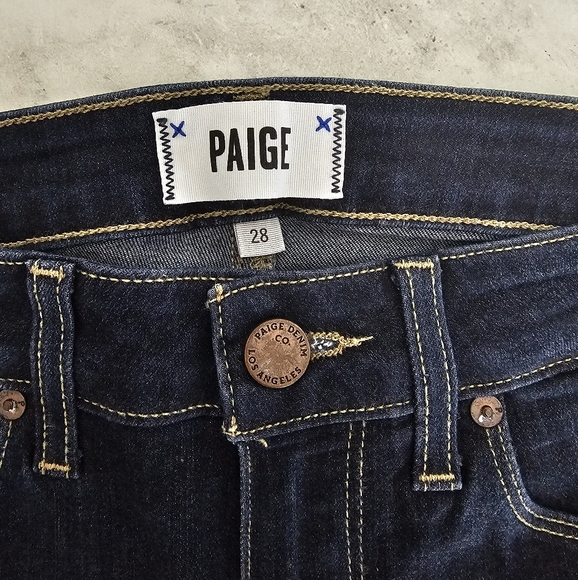 PAIGE Hoxton Ultra Skinny High Rise Ankle Dark Blue Jean 28 Preowned - Picture 8 of 9